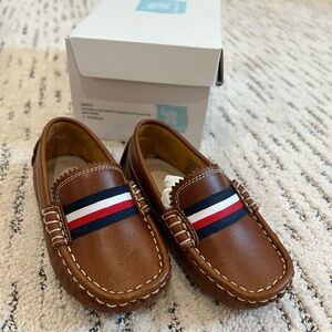 NWT Elephantito Brown Leather Loafer with Stripes - Toddler Size 7
